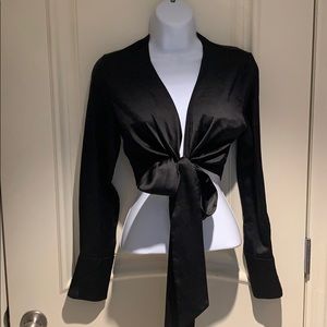 Convertible Black Satin Crop Top